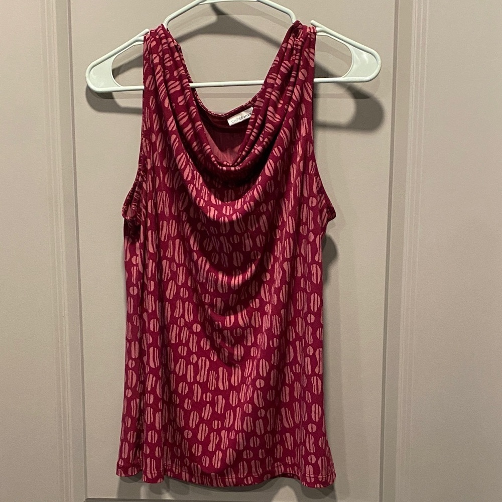Croft & Barrow Burgundy Geometric Tank XL Boat Neck Soft Stretch Top